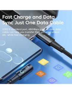 toocki USB C Charging Cable, 5A Current Fast Charging USB C To USB C Cable With 90 Degree Angle, Portable And Flexible Charging Data Cable Wire For For Most Of The Mobile Phones, (100W, 1m Black)  - Image 3
