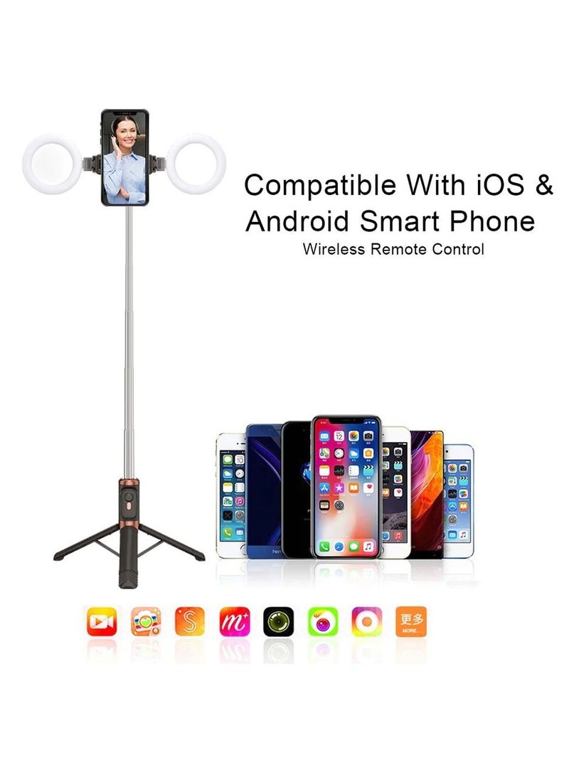 Yuwell - 7-Section Extendable Wireless Selfie Stick/Tripod Stand With Remote Black/Gold - Image 1