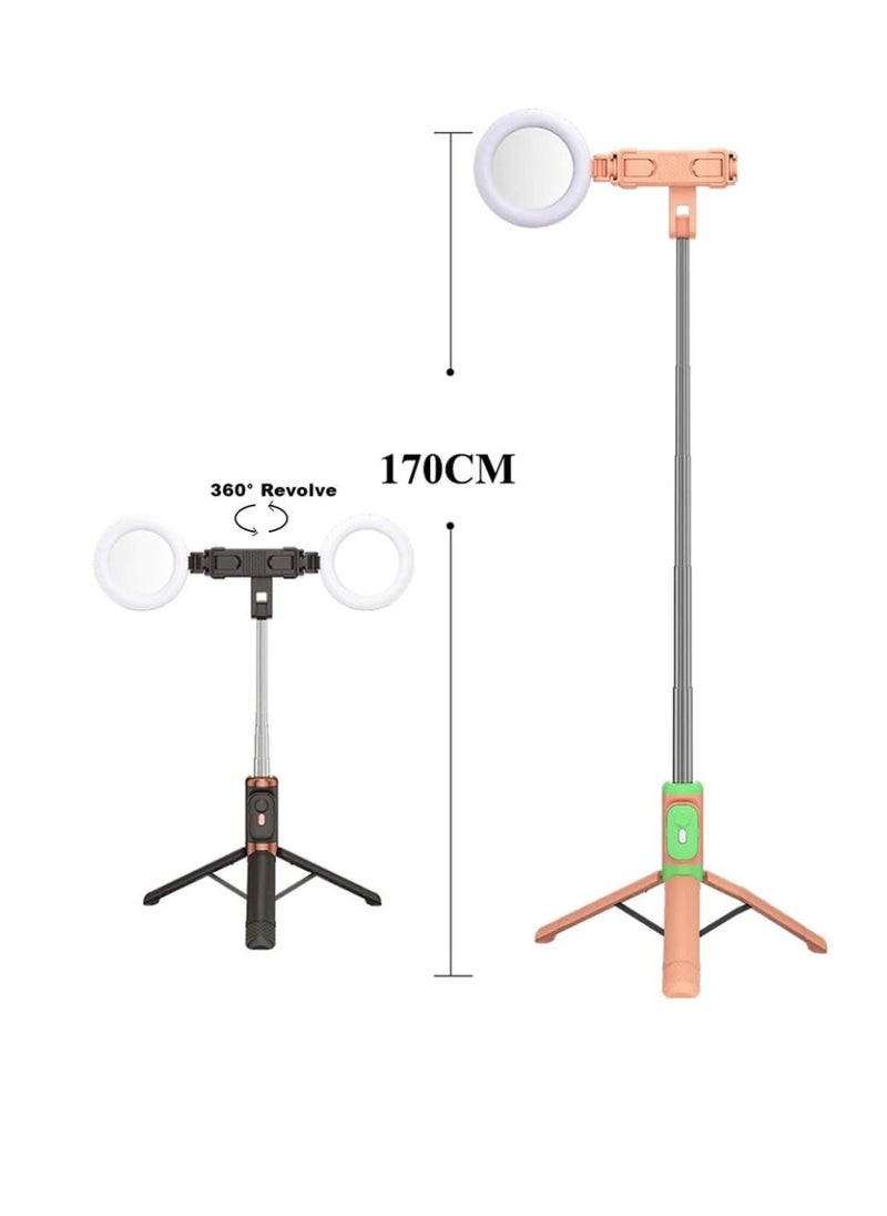 Yuwell - 7-Section Extendable Wireless Selfie Stick/Tripod Stand With Remote Black/Gold - Image 1
