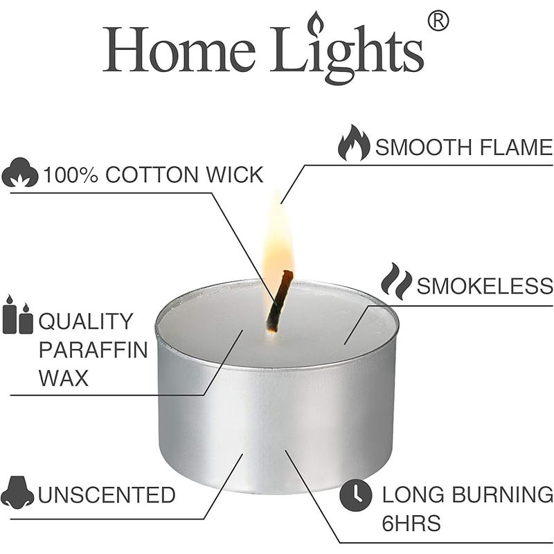 Home Lights Unscented White Tealight Candles -200 Packs, 6 to 7 Hour Burn Time less Tea Candles, Mini Votive Paraffin Candles with Cotton Wicks for Shabbat, Weddings, , Decor - Image 3