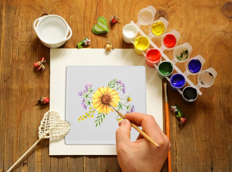 Colovis 12 Pack Ceramic Tile for Crafts Coasters, 4 Inches Square Unglazed Blank Ceramic Costers with Cork Backing Pads for Acrylic Poring, DIY Make Own Coasters, Painting Projects, Decoupage - Image 2