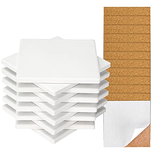 Colovis 12 Pack Ceramic Tile for Crafts Coasters, 4 Inches Square Unglazed Blank Ceramic Costers with Cork Backing Pads for Acrylic Poring, DIY Make Own Coasters, Painting Projects, Decoupage - Image 1