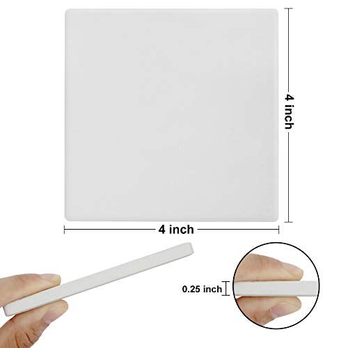 Colovis 12 Pack Ceramic Tile for Crafts Coasters, 4 Inches Square Unglazed Blank Ceramic Costers with Cork Backing Pads for Acrylic Poring, DIY Make Own Coasters, Painting Projects, Decoupage - Image 3