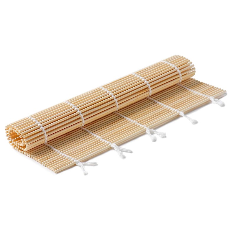 Fungyand الخيزران سوشي المتداول حصيرة مع 2 أزواج من عيدان الخيزران الطبيعي 9.5 ""X9.5"" 2 قطعة مجموعة صنع السوشي - Image 4