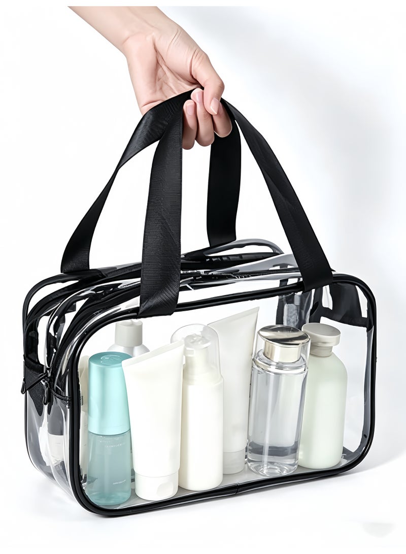 Clear Toiletry Bag for Women Men, Portable Large Travel Makeup Bag, Waterproof & Draining Transparent Cosmetic Bag, Carry On Airport Airline Compliant Bag - Image 4