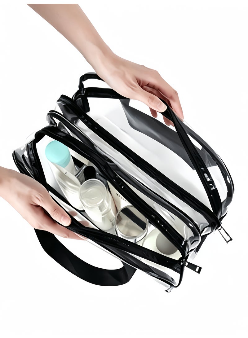 Clear Toiletry Bag for Women Men, Portable Large Travel Makeup Bag, Waterproof & Draining Transparent Cosmetic Bag, Carry On Airport Airline Compliant Bag - Image 3