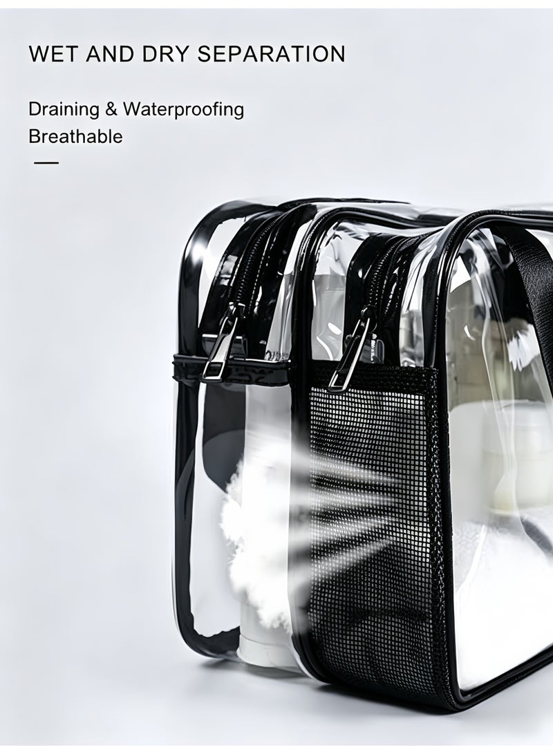 Clear Toiletry Bag for Women Men, Portable Large Travel Makeup Bag, Waterproof & Draining Transparent Cosmetic Bag, Carry On Airport Airline Compliant Bag - Image 5