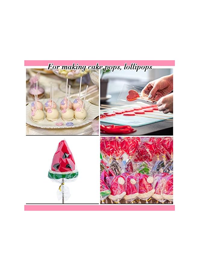 S-TOP Lollipop Cake Pop Treat Bag Set Include 100 Parcel Bags 100 Papery Treat Sticks Metallic Twist Ties Meat Baller with Handles Cake Pops Making Tools for Candies, Chocolates and Cookies (Red) - Image 3