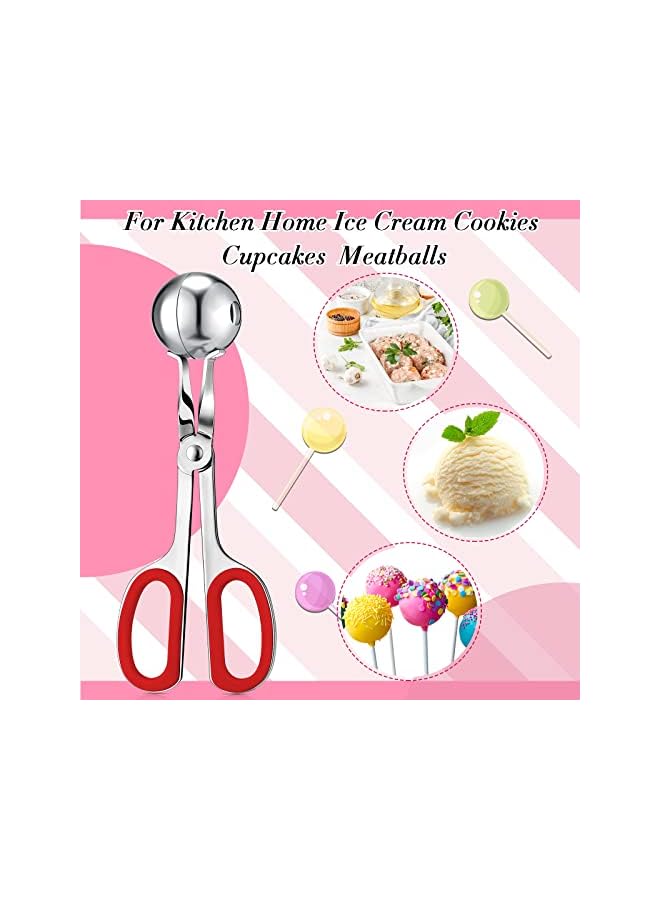 S-TOP Lollipop Cake Pop Treat Bag Set Include 100 Parcel Bags 100 Papery Treat Sticks Metallic Twist Ties Meat Baller with Handles Cake Pops Making Tools for Candies, Chocolates and Cookies (Red) - Image 2