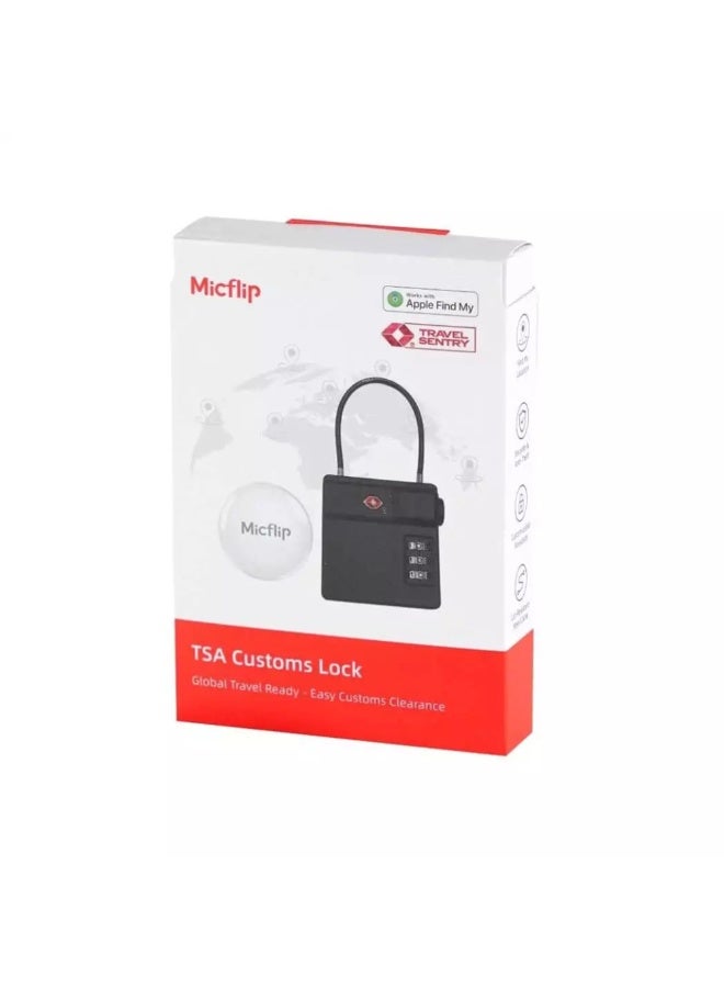 MICFLIP Luggage Padlock with Tracker, Combination Lock with Smart Tag Compatible with Apple Find My, with Cable Lock for Travel, Pet Tracking, Bags, Keys, Luggage, Black - Image 3