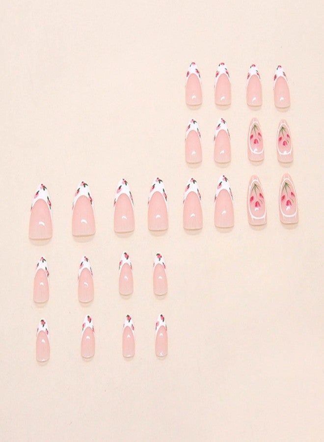 YoYoee 24-Piece Short Almond Press on Nails - French False Nails | Nude Tulip Fake Nails for Women Elegant & Durable Artificial Nails for Instant Manicure - Image 3