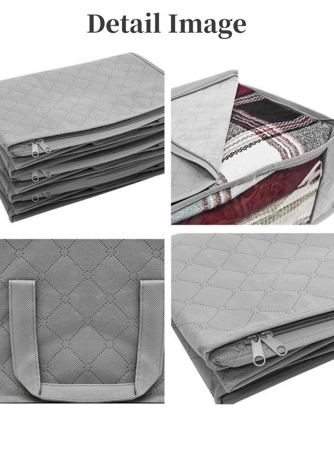 Foldable Storage Bag 3-Pack, Non-Woven Clothing Storage Box, Folding Quilt Cabinet Organizer Set, Portable Zipper Dust-Proof Clothes Storage Bags, Household Quilt Finishing Bags for Quilts, Clothing, Bedding – Beige - Image 5