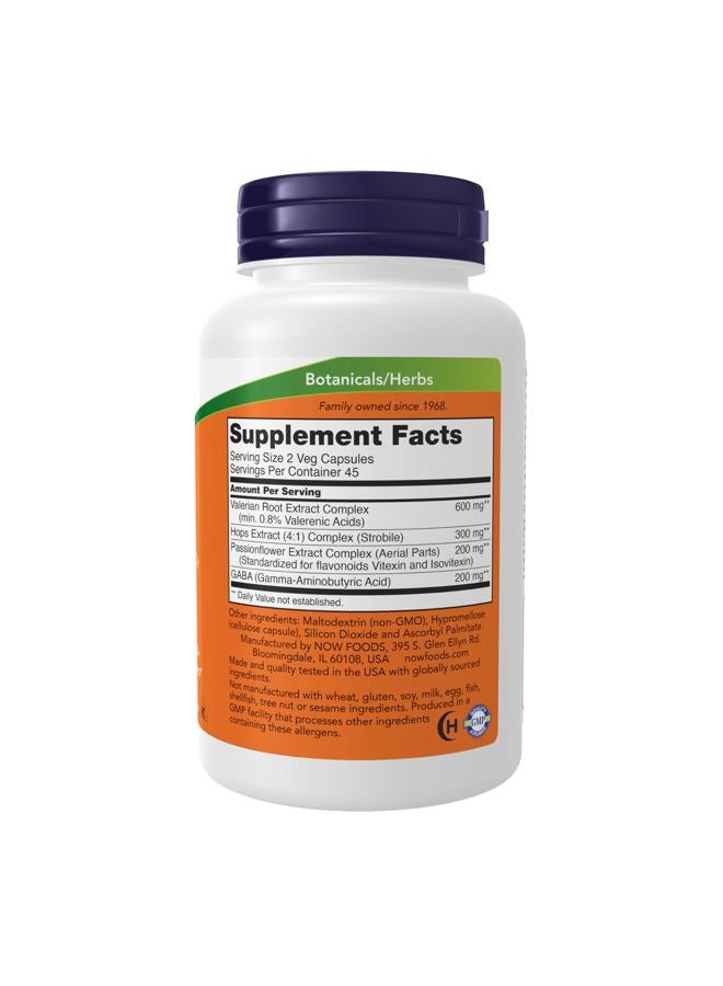 now مكملات، نوم مع مستخلص جذر فاليريان بالإضافة إلى القفزات، زهرة العاطفة و GABA، مزيج نباتي للنوم*، 90 كبسولة نباتية - Image 2