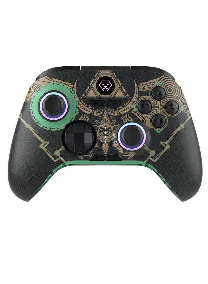Wireless Bluetooth Controller, Hall Linear Trigger Gamepad Controller, Compact Portable Gaming Joystick, Comfortable Grip Gamepad With RGB Lightening , (1pc, Black Gold, Hall Trigger)  - Image 1