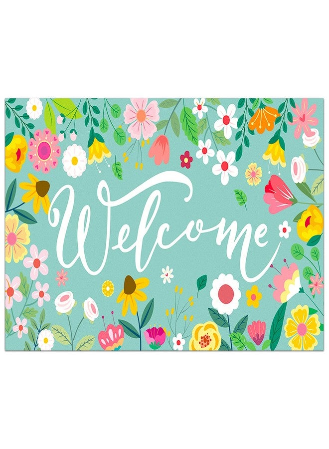 Atiloy Welcome Doormat Spring Floral Doormat Cute Floral Coir Door mat with Non Slip Backing for Front Door Indoor and Outdoor 29 * 17'' - Image 1