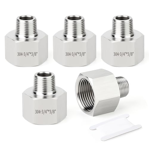 TAISHER 5PCS 304 Stainless Steel Pipe Fitting Reducer Adapter 38 NPT Male x 34 NPT Female - Image 1
