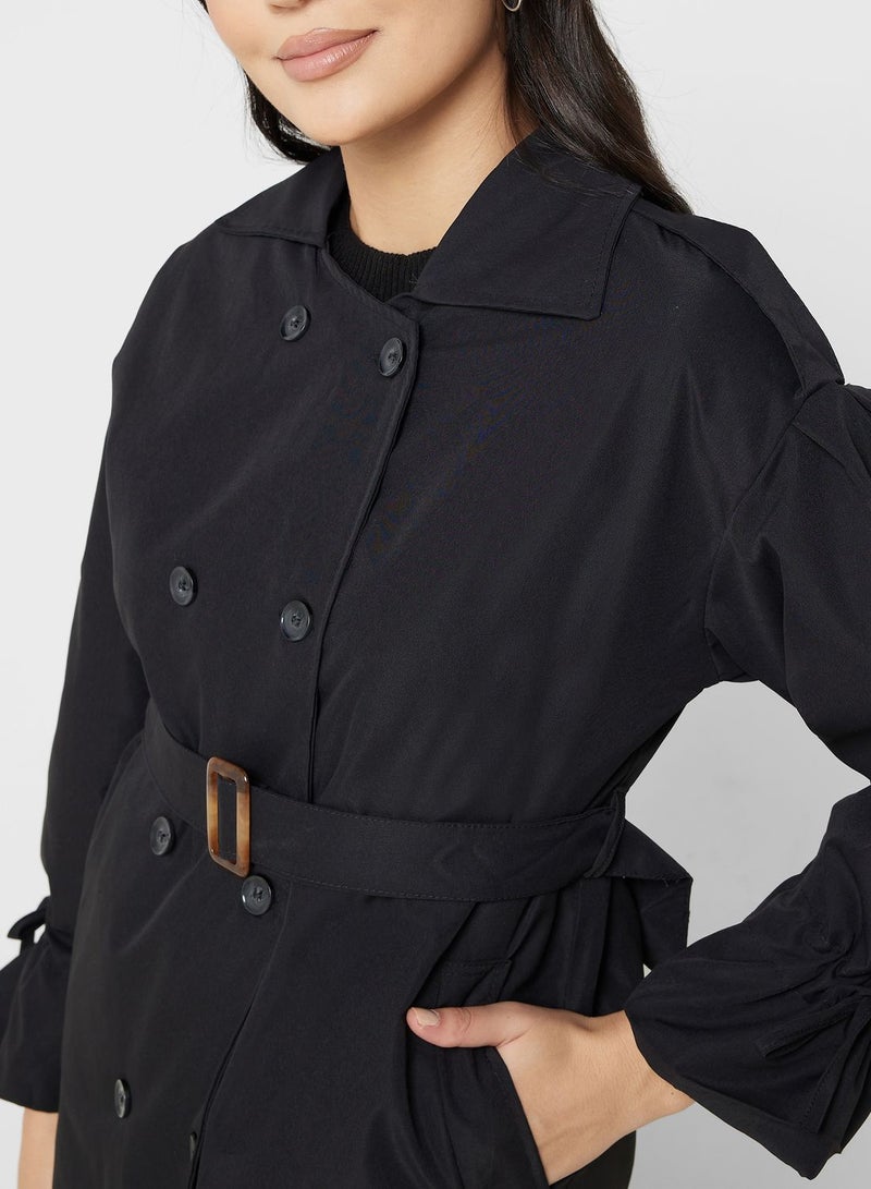 Puff Sleeve Trench Coat