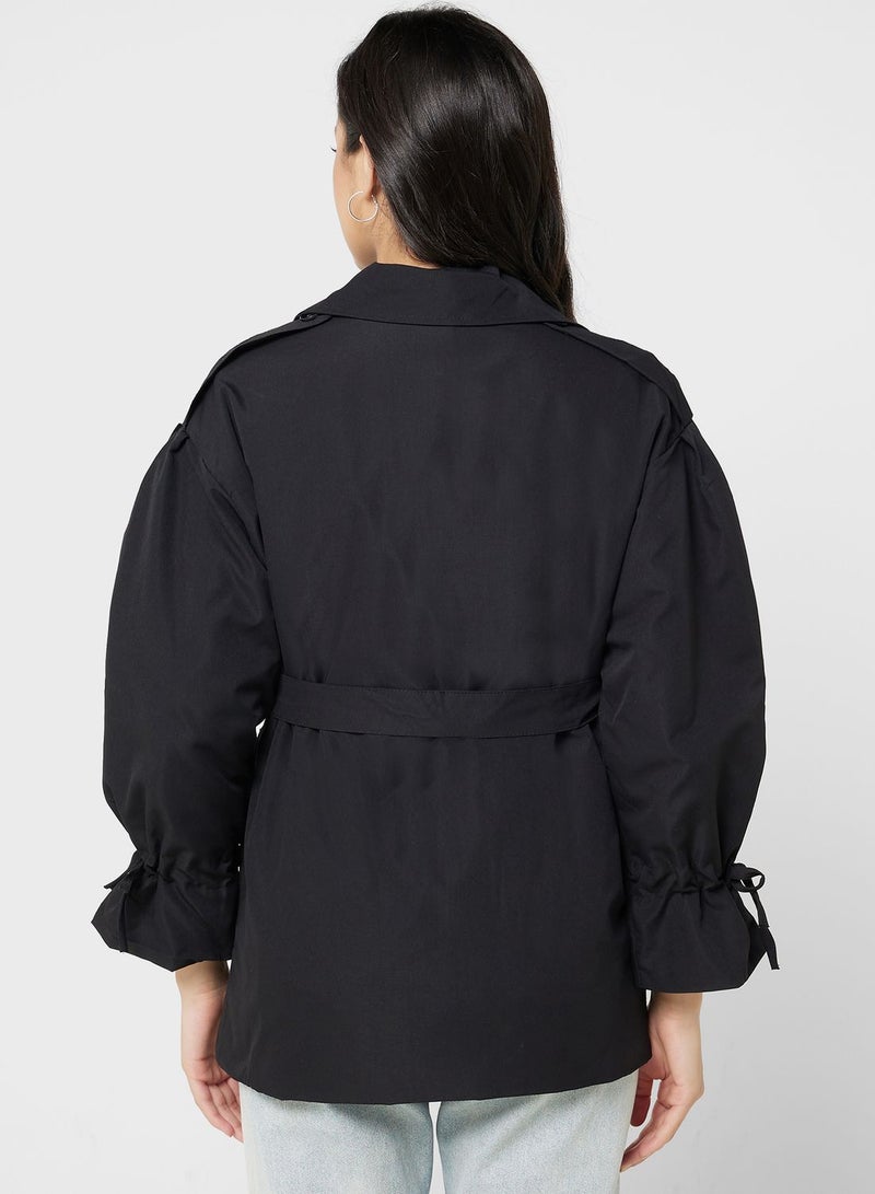 Puff Sleeve Trench Coat