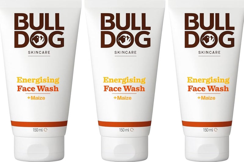 BULLDOG SKINCARE Energising Face Wash For Men Revitalising Face Cleanser 150ml x 3 Pack