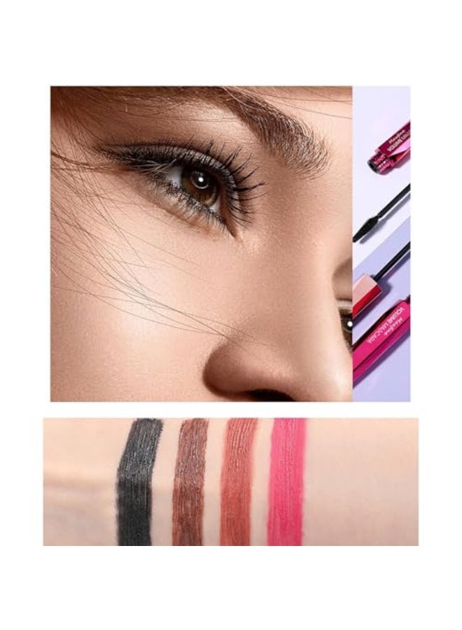 ماكس فاين طقم ماسكارا ملونة للرموش، ماسكارا ملونة بألوان متنوعة: أسود، بني، وردي، مكياج عيون طويل الأمد، جذاب وكثيف، بدون قسوة، هدية للنساء والبنات بأربعة ألوان. - Image 2