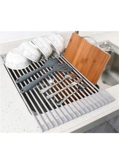 Over The Sink Dish Drying Rack, Roll Up Dish Drying Rack Kitchen Dish Rack Stainless Steel Sink Drying Rack, Foldable Dish Drainer, Gray (20.5x13.1) - pzsku/Z6C7FA241FC31C1171A3FZ/45/_/1726412110/87a5699d-a58a-4e89-a57d-fa9f0cfdb17f