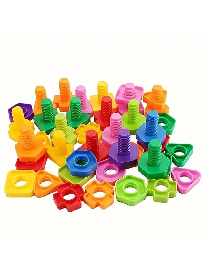 10 Set 20pcs Screw Blocks Educational Toys Nut Shaped Childrens Playthings - Image 5
