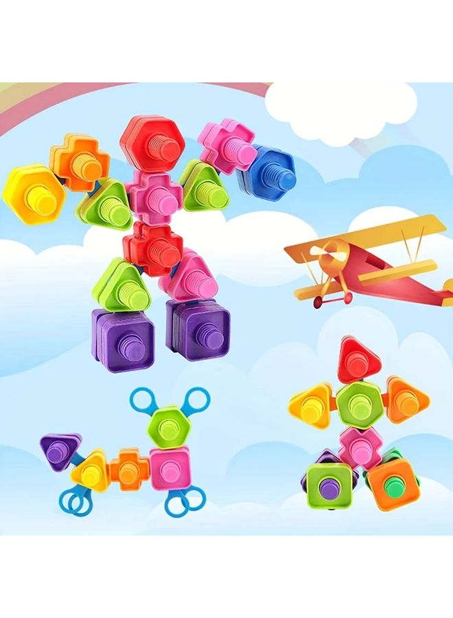 10 Set 20pcs Screw Blocks Educational Toys Nut Shaped Childrens Playthings - Image 4