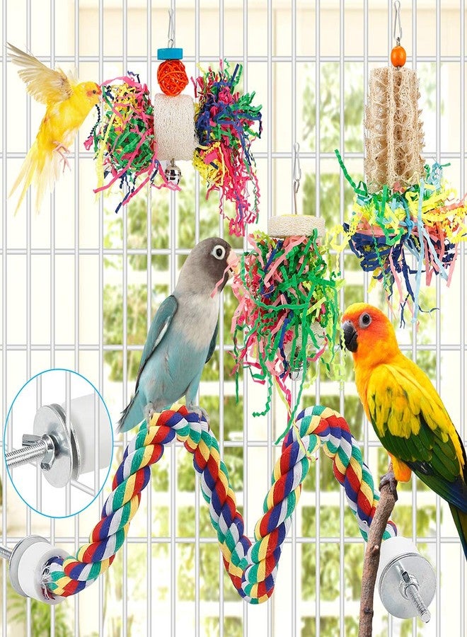 lovyoCoCo Foraging Bird Toys - Shredding Parakeet Toys with Rope Perch for Conure, Cockatiel, Budgies, Lovebird, Parrotlet - Image 5