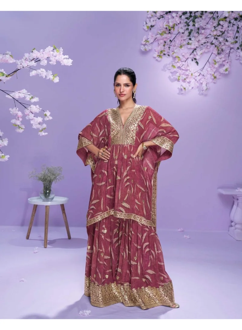 أميا Georgette-Digital-Designer-Kaftan-with-Gharara