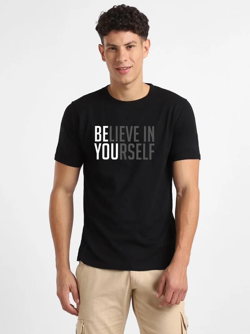 نوبيرو Men's Cotton Graphic Printed T-Shirt Combo - Blue & Black