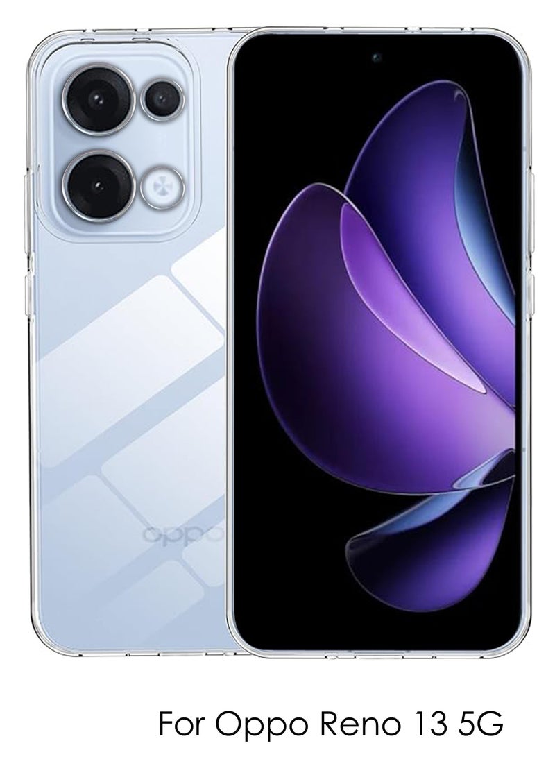 For Oppro Reno 13 5G - Soft Flexible Transparent Silicone Protective Back Case Cover-Transparent  - Image 1