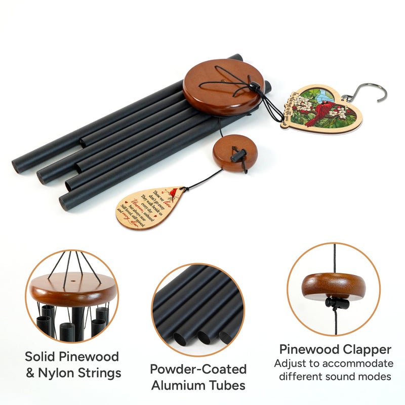 FLAGWIX Sympathy Gifts for Loss of Loved One - Large Outdoor Wind Chimes for Outside 32in - Cardinal Gifts for Women Men, Memorial Gift, Sympathy Gift Ideas, Cardinal Wind Chimes for Loss of Loved One - Image 5