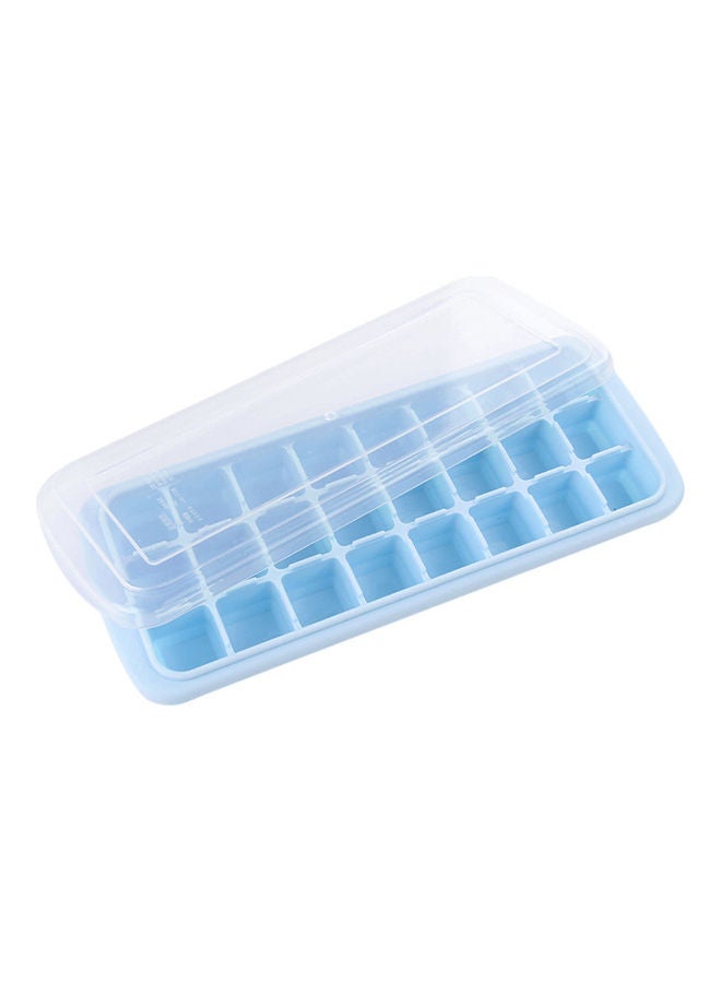 Silicone Ice Cube Tray Ice Cube Mold Container Frozen Cubes 24 Compartments with Lid for Bars Households Party Blue 25*3*10cm - Image 1