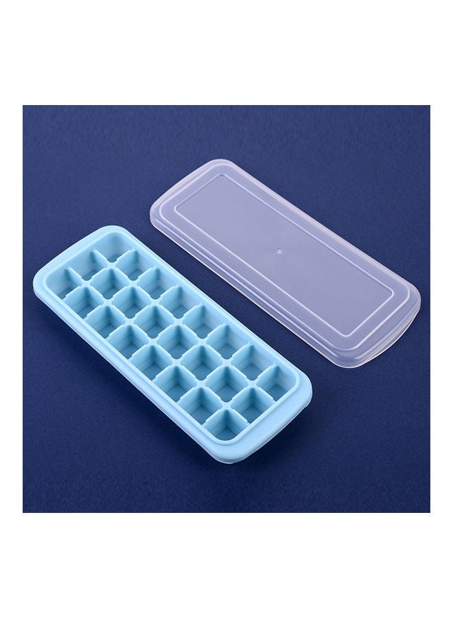 Silicone Ice Cube Tray Ice Cube Mold Container Frozen Cubes 24 Compartments with Lid for Bars Households Party Blue 25*3*10cm - Image 4