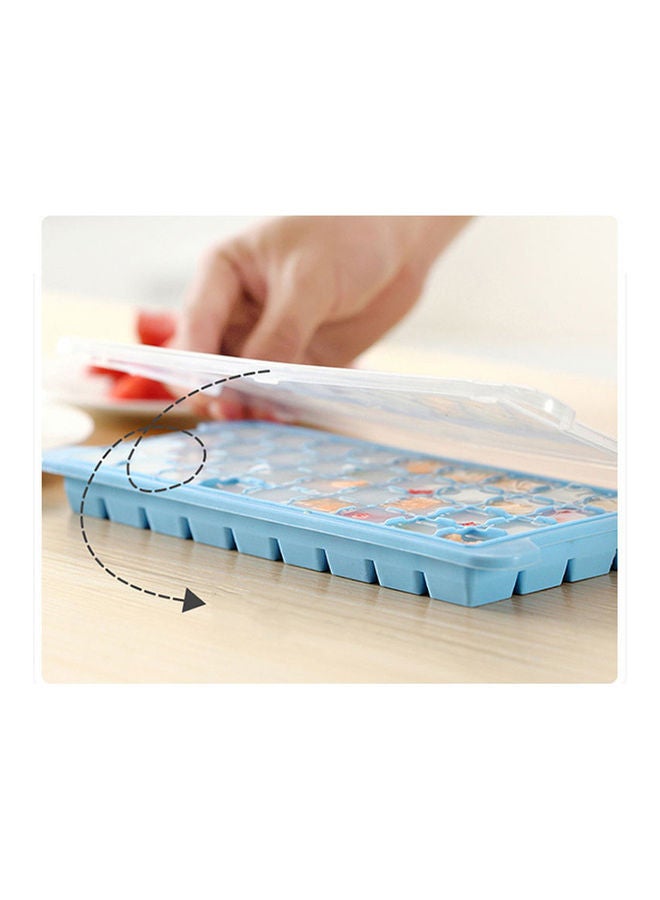 Silicone Ice Cube Tray Ice Cube Mold Container Frozen Cubes 24 Compartments with Lid for Bars Households Party Blue 25*3*10cm - Image 5