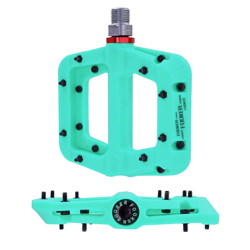 FOOKER MTB Pedals Mountain Bike Pedals 3 Bearing Non-Slip Lightweight Nylon Fiber Bicycle Platform Pedals for BMX MTB 9/16" (922-Green Needle Roller Bearing) - Image 3