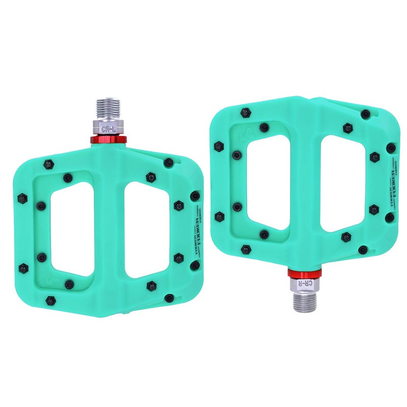 FOOKER MTB Pedals Mountain Bike Pedals 3 Bearing Non-Slip Lightweight Nylon Fiber Bicycle Platform Pedals for BMX MTB 9/16" (922-Green Needle Roller Bearing) - Image 2