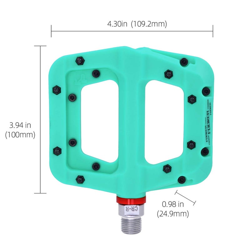 FOOKER MTB Pedals Mountain Bike Pedals 3 Bearing Non-Slip Lightweight Nylon Fiber Bicycle Platform Pedals for BMX MTB 9/16" (922-Green Needle Roller Bearing) - Image 5