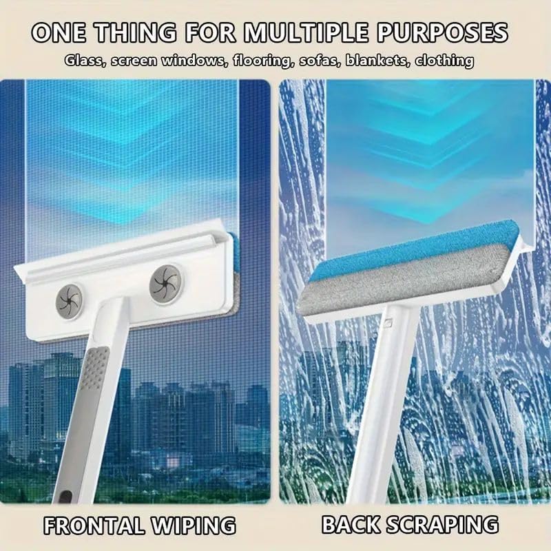 AMEEDARSHAN 3in1 Detachable Window Screen Cleaner Brush with Handle Magic Reusable Window Cleaning Brush Gap Brush Window Squeegee Pet Hair Remover Household Cleaning Tool - Image 5