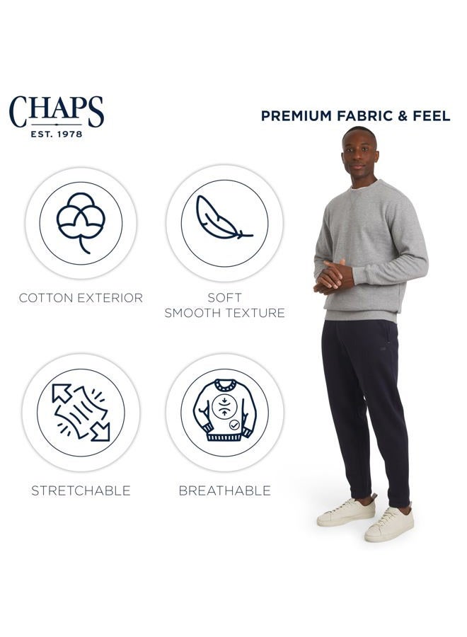 Chaps Men's Everyday Classic Casual Long Sleeve Super Soft Fleece Midweight Crewneck Sweater, Light Grey Heather, XXL - Image 4