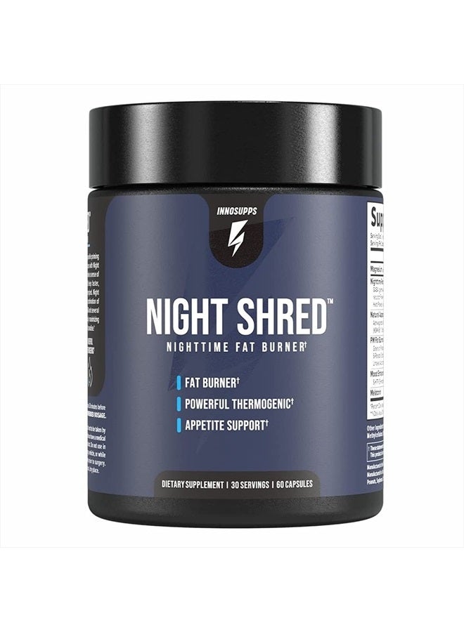 INNOSUPPS Night Shred - Night Time Fat Burner | Appetite Suppressant and Weight Loss Support| Ashwagandha Root, Grains of Paradise, Melatonin (60 Vegetarian Capsules) | - Image 2