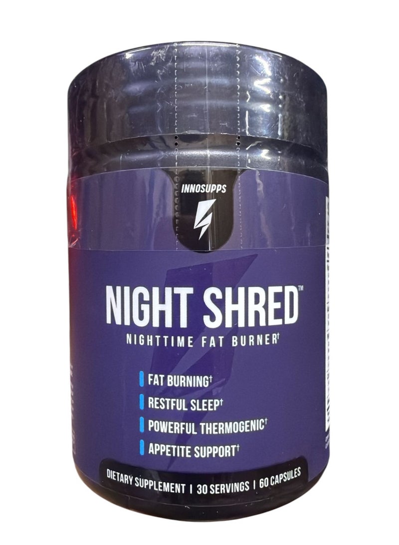 INNOSUPPS Night Shred - Night Time Fat Burner | Appetite Suppressant and Weight Loss Support| Ashwagandha Root, Grains of Paradise, Melatonin (60 Vegetarian Capsules) | - Image 1