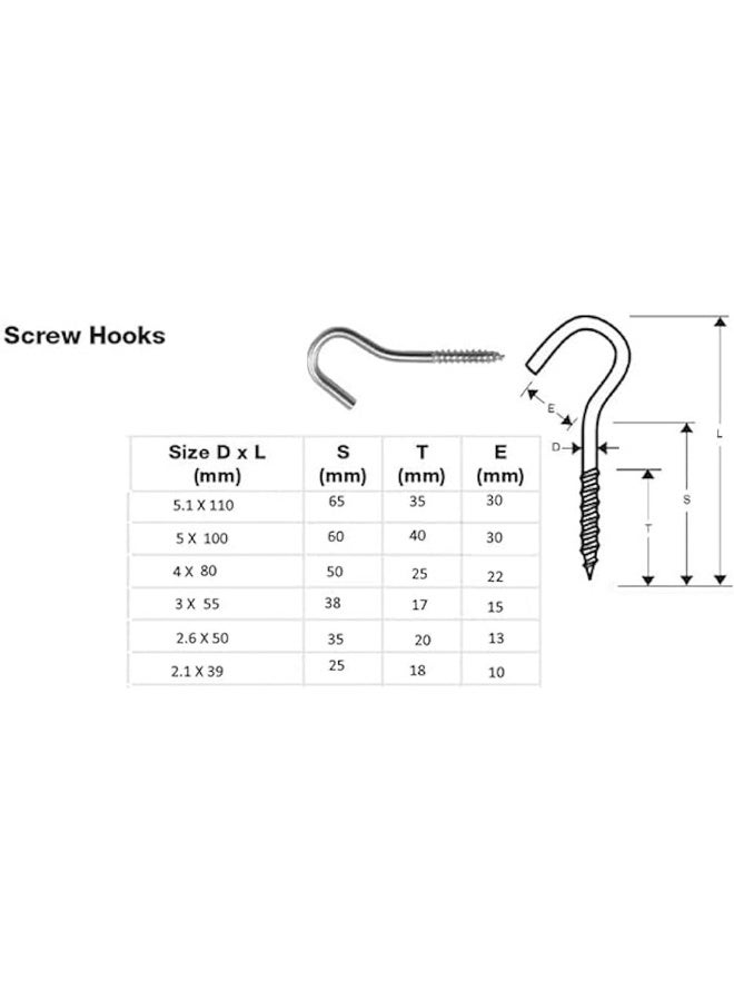 Biella 10Pcs Screw-In Hook Gi Self-Tapping Screw Hooks - Open Eye Hooks For Home, Hanging Plants,Office,Outdoor Use, Lighting Hook Racks Etc (2.1Mm) - Image 3