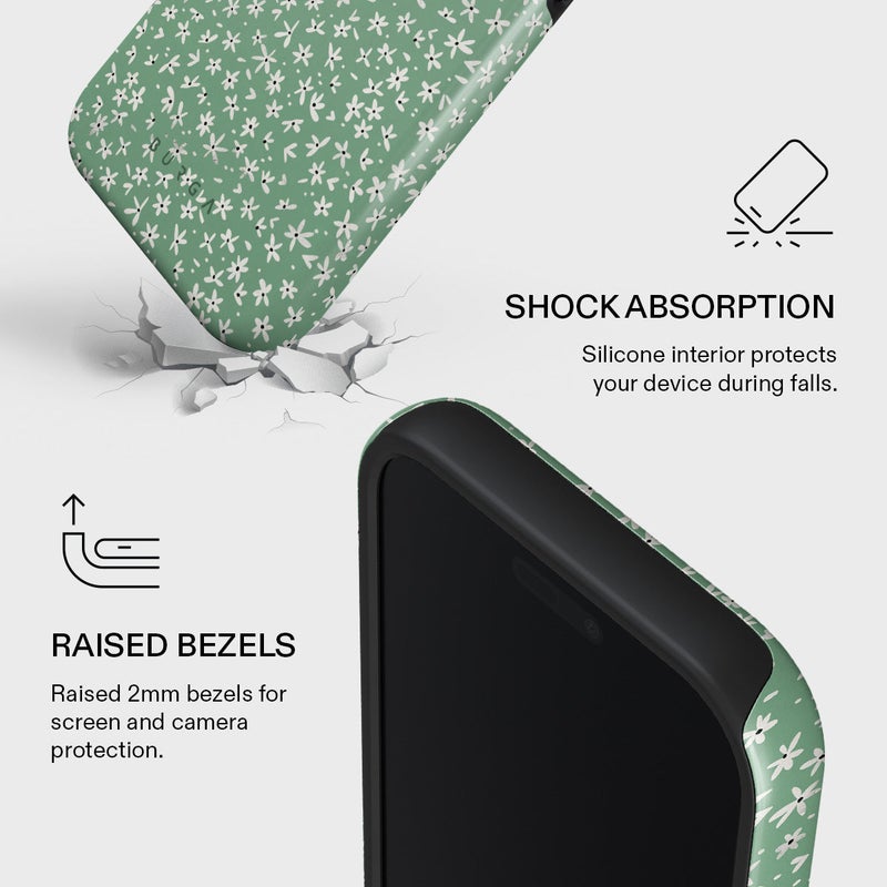 بورجا جراب آيفون  برو من بورجا، تصميم المروج الخضراء الفاخر، طبقة مزدوجة هجينة صلبة + سيليكون، مقاوم للخدش والصدمات - Image 4