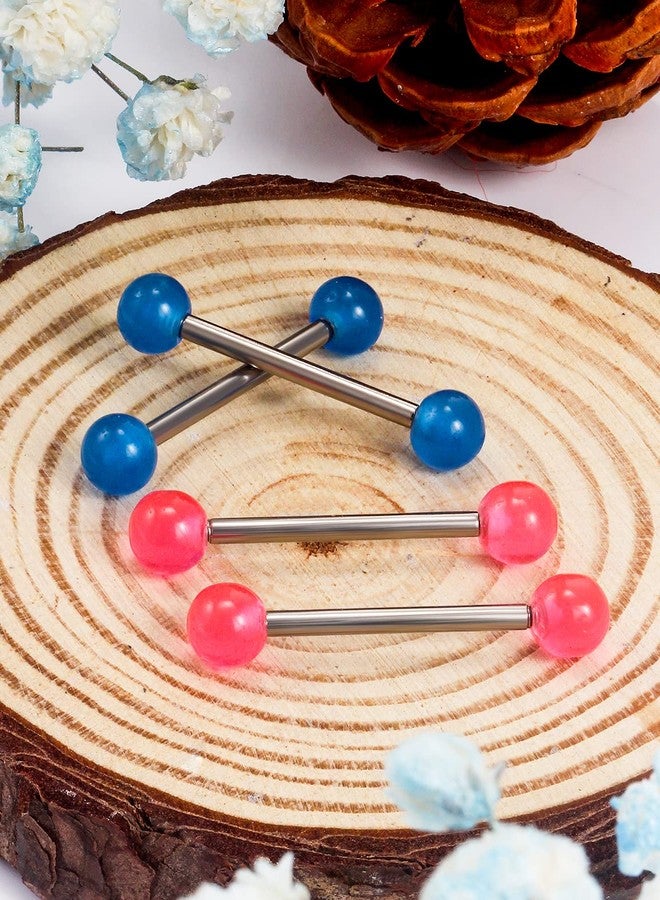 Cisyozi 16G Nipple Tongue Rings for Women Glow Drak Flexible Plastic Straight Stainless Surgucal Steel Tongue Nipple Barbell Bar Ring Nipplerings Shield Rings Retainer Piercing Jewelry Women Men 14mm - Image 4