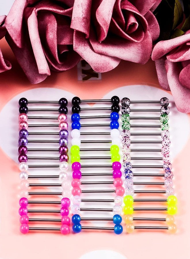Cisyozi 16G Nipple Tongue Rings for Women Glow Drak Flexible Plastic Straight Stainless Surgucal Steel Tongue Nipple Barbell Bar Ring Nipplerings Shield Rings Retainer Piercing Jewelry Women Men 14mm - Image 3