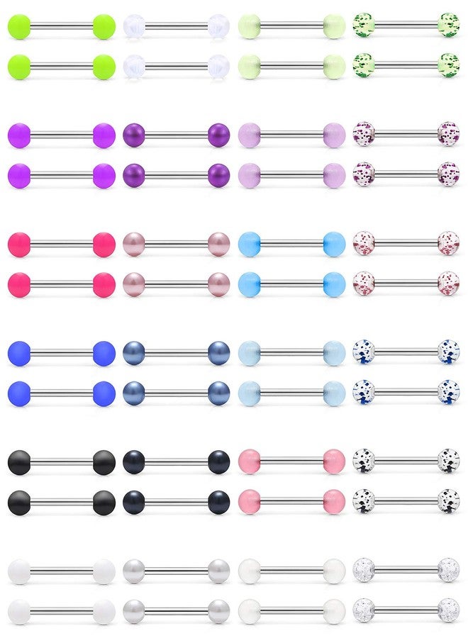Cisyozi 16G Nipple Tongue Rings for Women Glow Drak Flexible Plastic Straight Stainless Surgucal Steel Tongue Nipple Barbell Bar Ring Nipplerings Shield Rings Retainer Piercing Jewelry Women Men 14mm - Image 1