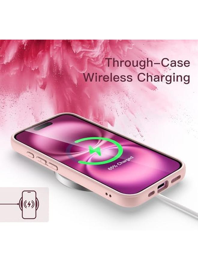 جي تيك جراب لهاتف iPhone 16 مقاس 6.1 بوصة، غطاء ممتص للصدمات مقاوم للصدمات بلون سادة غير لامع بإطار TPU مضاد للخدش وظهر شفاف وردي فاتح - Image 5