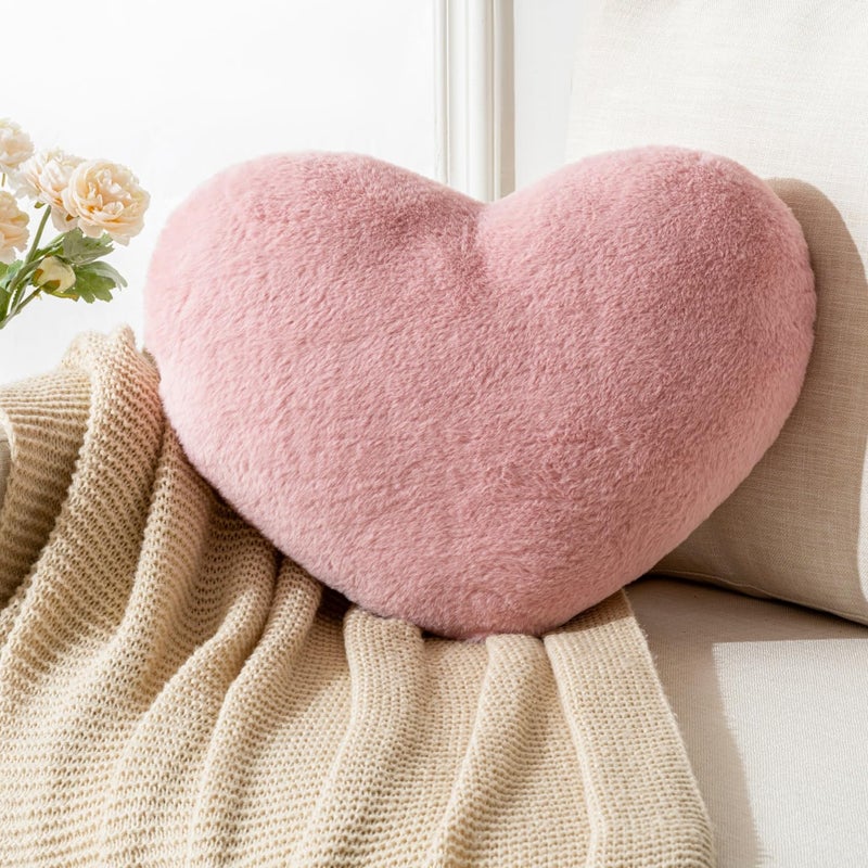 Vdoioe Heart Pillow 196X157in Large Heart Shaped Throw Pillows Super Soft Faux Rabbit Fur Heart Throw Pillow Outdoor Indoor Decorative Pillows