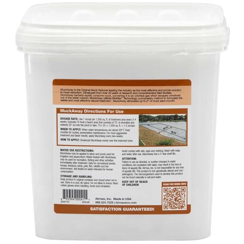 Airmax MuckAway, Natural Pond Muck Remover, Cleans & Clears Away Muck & Sludge, Easy to Use Bacteria & Enzyme Tablets, Safe for The Environment, Treats 1,500 Sq Ft, 6 Month Supply, 16 Scoops, 8 lbs - Image 2
